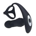 Vibrating and Thrusting Silicone Prostate Massager with Tri O Cockring - Black