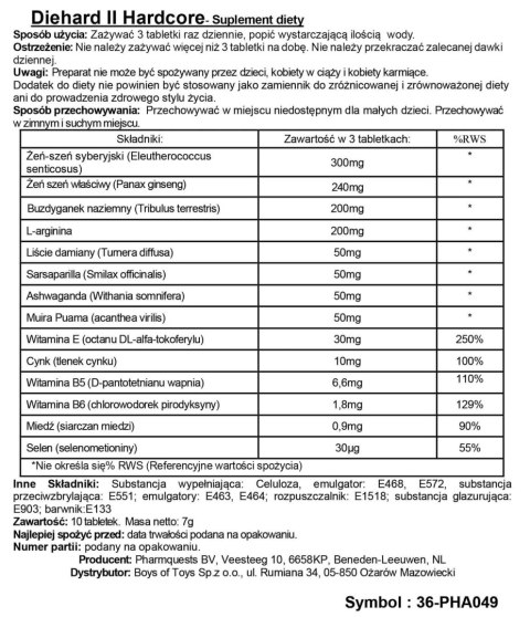 Diehard II Hardcore - Stimulating Capsules - 10 Pieces