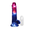 LED Vibrating Straight Cock with Balls - 20 cm - Transparent