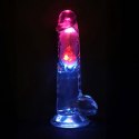 LED Vibrating Straight Cock with Balls - 20 cm - Transparent