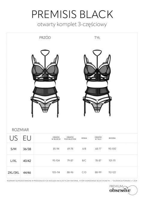 Premisis Black otwarty komplet 3-częściowy L/XL