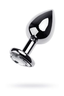 Anal plug Metal by TOYFA, metal, silver, with red crystal, 8 cm, O 3.4 cm