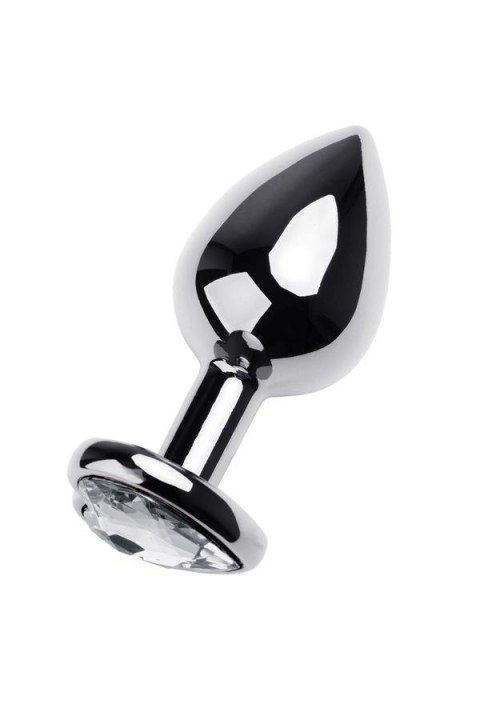 Anal plug Metal by TOYFA, metal, silver, with red crystal, 8 cm, O 3.4 cm