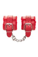 Anonymo handcuffs, PU leather, red, 27 cm