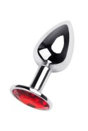 Silver anal plug TOYFA Metal,with a red gem