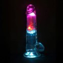 LED Vibrating Straight Cock with Balls - 7" / 18 cm - Transparent