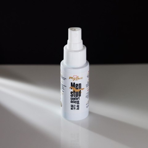 Spray pozwala wydłużyć czas zbliżenia i zachować pełną kontrolę nad intensywnymi doznaniami MyLove Men stud 50 ml.