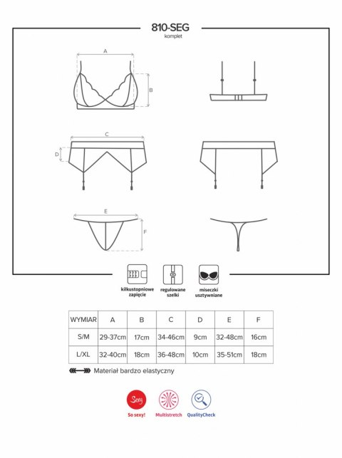 Bielizna-810-SEG-2 komplet 3-częściowy biały S/M