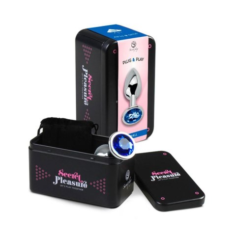 BLUE JEWELLED METAL BUTT PLUG S