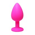 Pink medium butt plug with white crystal