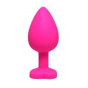 Pink small heart-shaped butt plug with white crystal