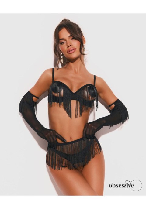 Rossay Black komplet 4-częściowy otwarty S/M