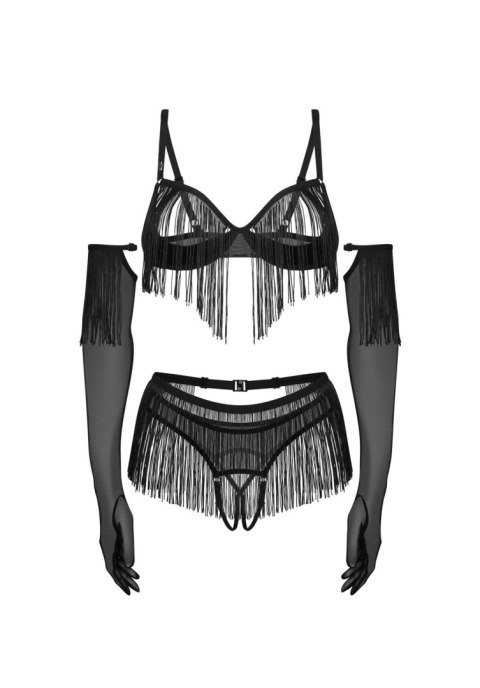 Rossay Black komplet 4-częściowy otwarty S/M