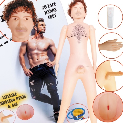 DMUCHANA Lalka MĘSKA Z WIBRUJĄCYM DUŻYM PENISEM -DENNIS 160cm