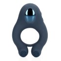 Vibrating Cockring with Clitoris Stimulation - Indigo Blue