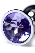 Silver anal plug with gem, blue