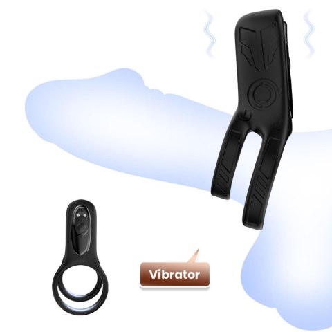 Silikonwy pierścień wibrujący, zwiększający doznania-Mechao Black, 9 vibration functions
