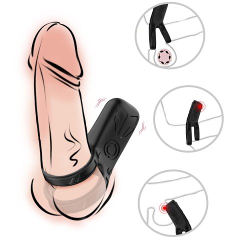 Silikonwy pierścień wibrujący, zwiększający doznania-Mechao Black, 9 vibration functions