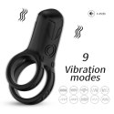 Silikonwy pierścień wibrujący, zwiększający doznania-Mechao Black, 9 vibration functions