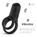 Silikonwy pierścień wibrujący, zwiększający doznania-Mechao Black, 9 vibration functions