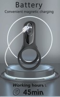 Silikonwy pierścień wibrujący, zwiększający doznania-Mechao Black, 9 vibration functions