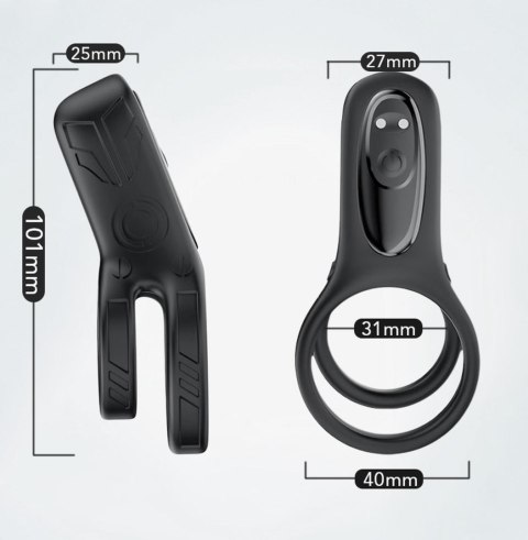Silikonwy pierścień wibrujący, zwiększający doznania-Mechao Black, 9 vibration functions