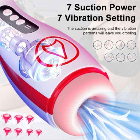Masturbator posiada 7 potężnych funkcji ssania i wibracji - Vibrating Masturbation Cup , 7 Suction Power, 7 Vibration Setting