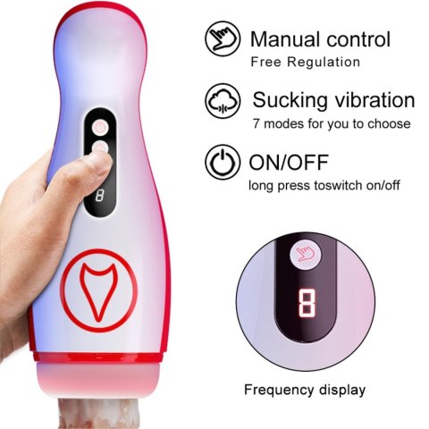 Masturbator posiada 7 potężnych funkcji ssania i wibracji - Vibrating Masturbation Cup , 7 Suction Power, 7 Vibration Setting