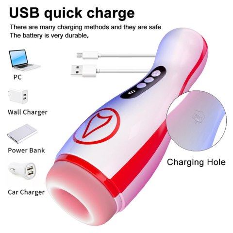 Masturbator posiada 7 potężnych funkcji ssania i wibracji - Vibrating Masturbation Cup , 7 Suction Power, 7 Vibration Setting