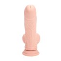 Dual Density Rechargeable Liquid Silicone Vibrator - Curved with Weighted Balls - 6" / 15 cm - Flesh