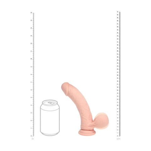 Dual Density Rechargeable Liquid Silicone Vibrator - Curved with Weighted Balls - 7" / 18 cm - Flesh