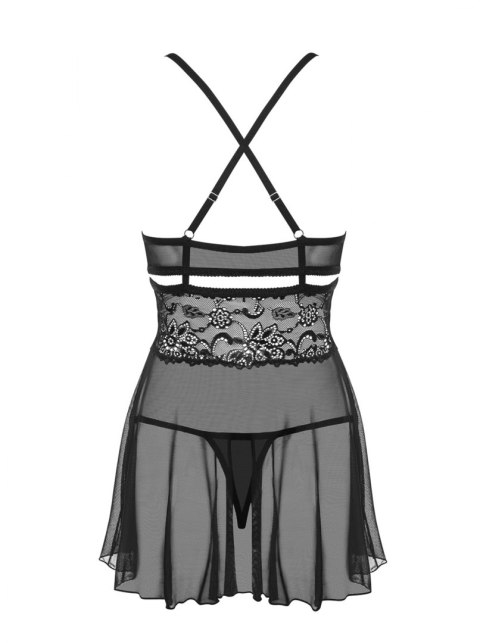 Bielizna-838-BAB-1 babydoll i stringi czarna XXL